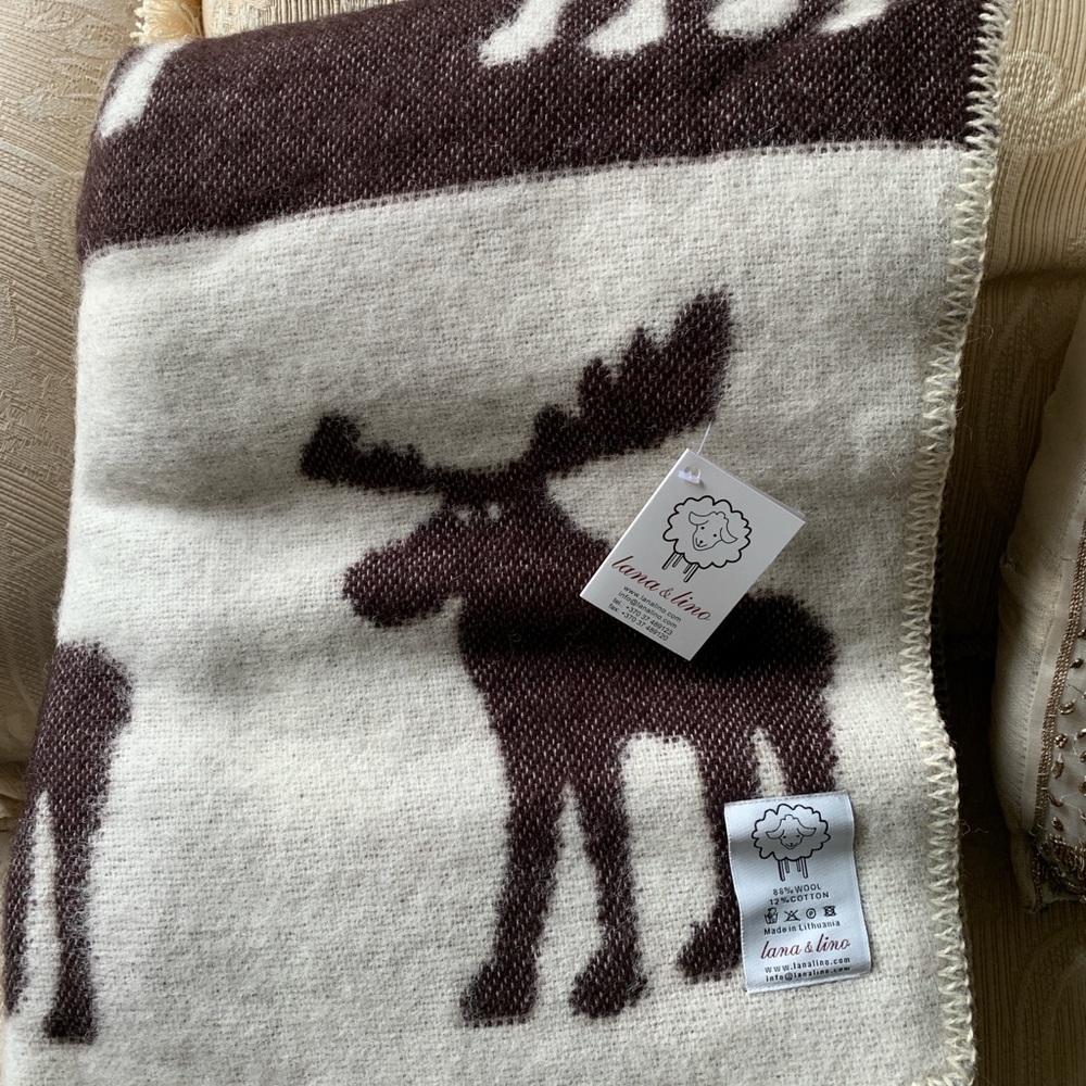 Brown and Cream Moose Blanket